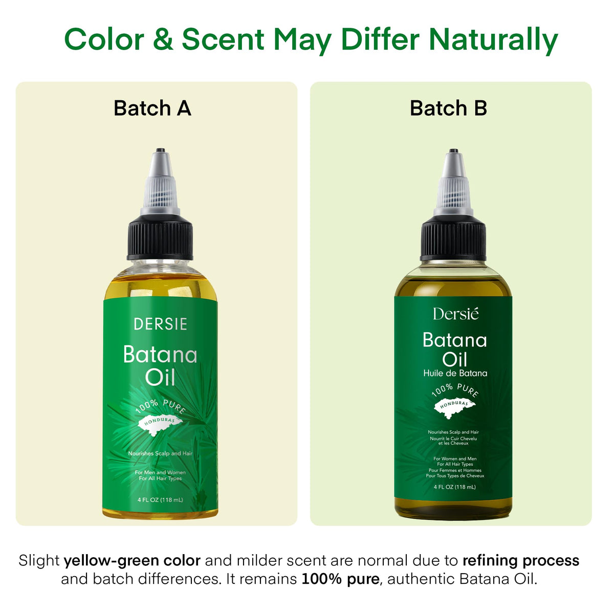 Dersie Batana Oil - 100% Pure Raw Honduras Hair Growth Oil for Thicker Stronger Hair - 4 fl oz Dr Sebi Inspired - New