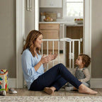 Safetots Pressure Fit Stair Gate - Auto Close Baby Safety Barrier - Narrow 68.5-75cm - White Toddler Pet Gate - New