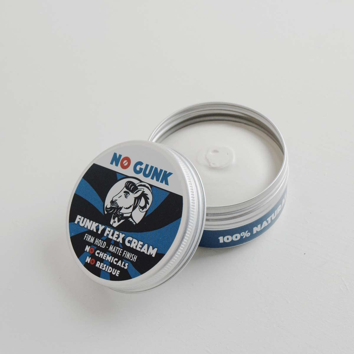 NO GUNK Funky Flex Cream - Men's Natural Hair Styling Cream - Firm Hold Matte Finish - Organic 50g - Damaged Box