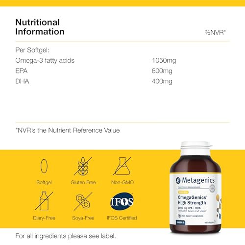 Metagenics OmegaGenics High Strength 1000mg Omega 3 Fish Oil - 30 Capsules Supplement - Damaged Box - BBE 12/2028
