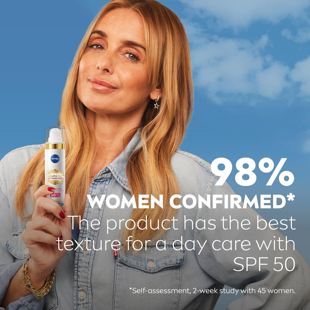 NIVEA Cellular Luminous 630 Anti Dark-Spot Daily UV Fluid SPF 50 - Face Moisturiser 40ml Hyaluronic Acid Vitamin E - Damaged Box