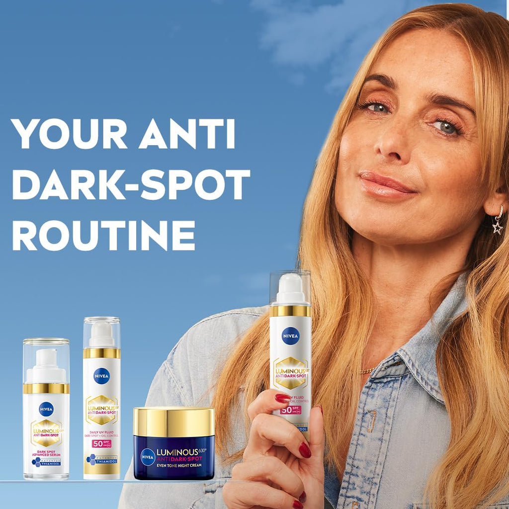 NIVEA Cellular Luminous 630 Anti Dark-Spot Daily UV Fluid SPF 50 - Face Moisturiser 40ml Hyaluronic Acid Vitamin E - Damaged Box