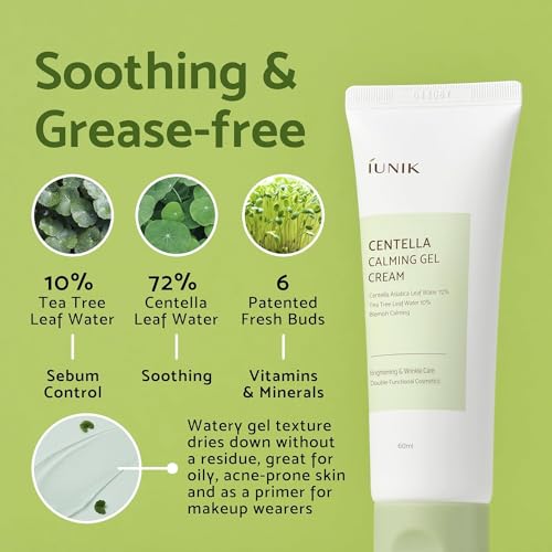 iUNIK Centella Calming Gel Cream - 60ml - Soothing Face Moisturiser Skincare - New - BBE 12/2027