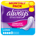 Always Discreet Incontinence Pads Long - 80 Count - Discreet Absorbency Bladder Control - Damaged Box