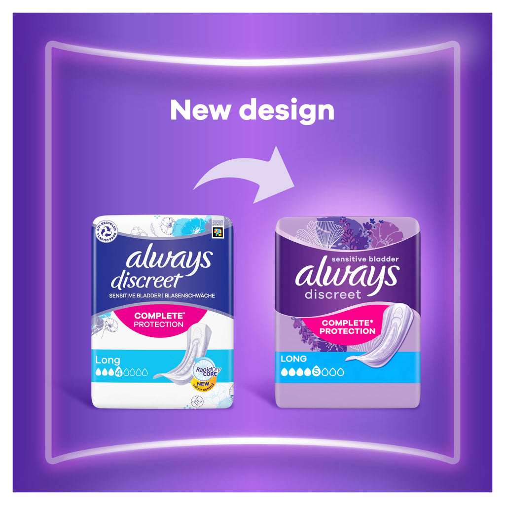Always Discreet Incontinence Pads Long - 80 Count - Discreet Absorbency Bladder Control - Damaged Box