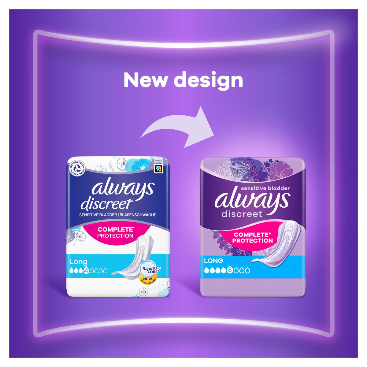 Always Discreet Incontinence Pads Long - 80 Count - Discreet Absorbency Bladder Control - Damaged Box