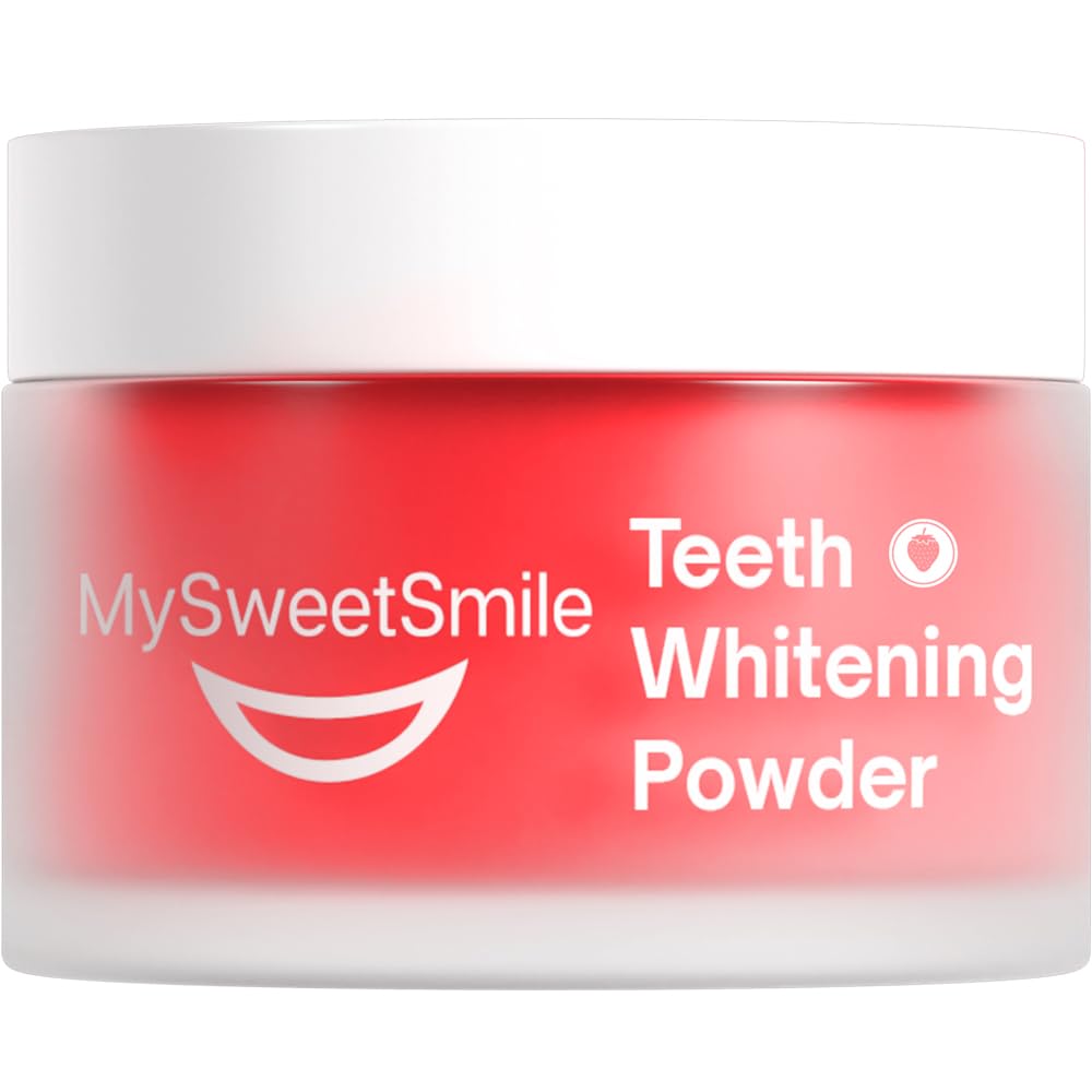 MySweetSmile 3-in-1 Teeth Whitening Powder - 6 Month Supply - Strawberry Flavour Dental Oral Care - New