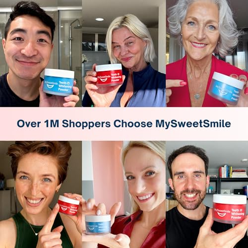 MySweetSmile 3-in-1 Teeth Whitening Powder - 6 Month Supply - Strawberry Flavour Dental Oral Care - New