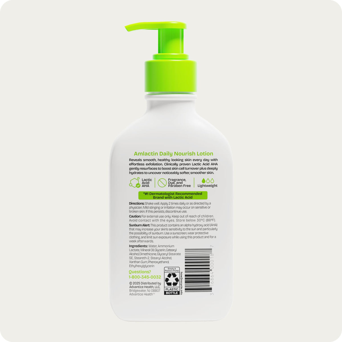 AmLactin Daily Moisturizing Body Lotion - Alpha-Hydroxy Therapy, Exfoliates, Smooths Dry Skin - Paraben-Free 7.9 oz - Damaged Box
