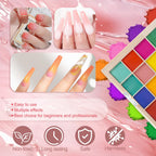 MKNZOME 16 Colours Nail Pigment Powder Chrome Art Palette - Pink Yellow White Design Salon Home Use - Damaged Box
