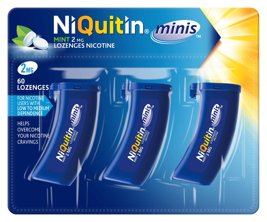 NiQuitin Minis Mint 2mg Lozenges - 60 Lozenges (Pack of 3) - Nicotine Craving Relief Quit Smoking Aid - New - BBE 12/2027