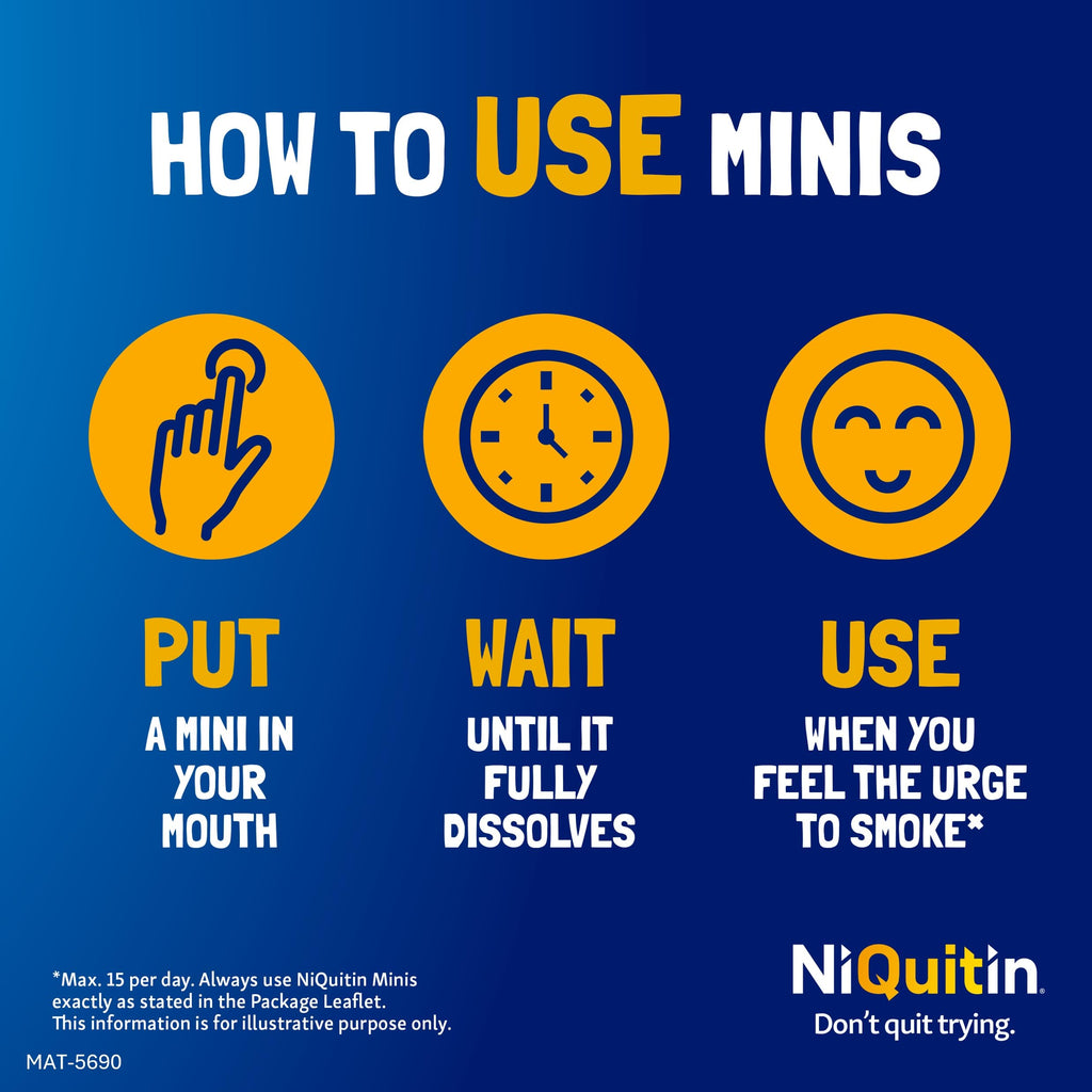 NiQuitin Minis Mint 2mg Lozenges - 60 Lozenges (Pack of 3) - Nicotine Craving Relief Quit Smoking Aid - New - BBE 12/2027