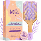 Love Cocobo Bamboo Hair Brush - Plastic Free Eco Detangling Paddle Brush for Wet & Dry Hair - Wavy Curly Straight Locks - Damaged Box