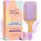 Love Cocobo Bamboo Hair Brush - Plastic Free Eco Detangling Paddle Brush for Wet & Dry Hair - Wavy Curly Straight Locks - Damaged Box