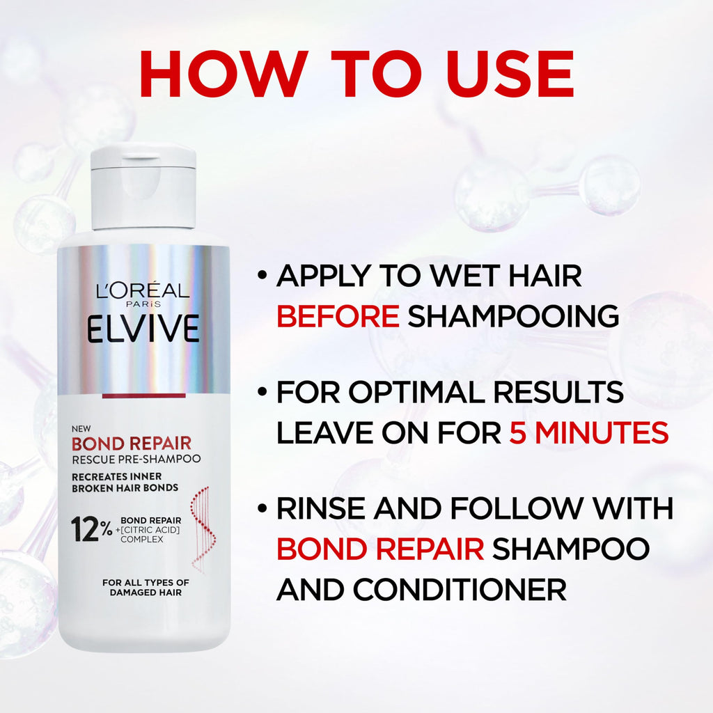 L'Oreal Paris Elvive Bond Repair Pre-Shampoo Treatment - Damaged Hair 200ml - Hair Care Pre-Treatment - New