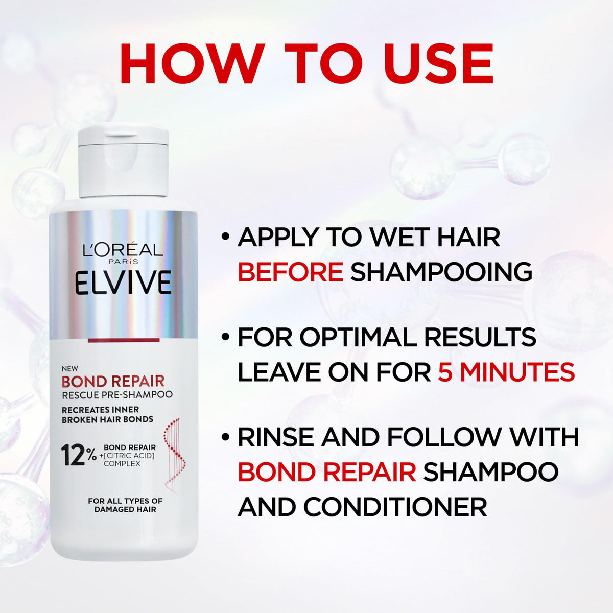 L'Oreal Paris Elvive Bond Repair Pre-Shampoo Treatment - Damaged Hair 200ml - Hair Care Pre-Treatment - New