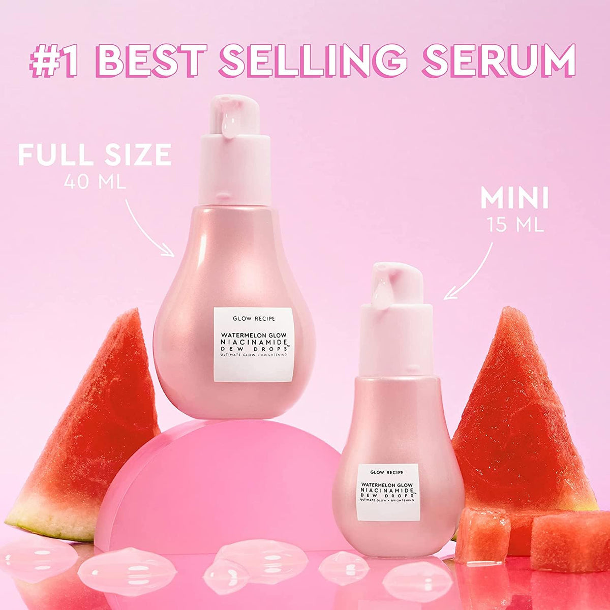 Glow Recipe Watermelon Glow Niacinamide Dew Drops Serum - Hydrating Face Primer & Liquid Highlighter with Hyaluronic Acid - 40ml - Damaged Box
