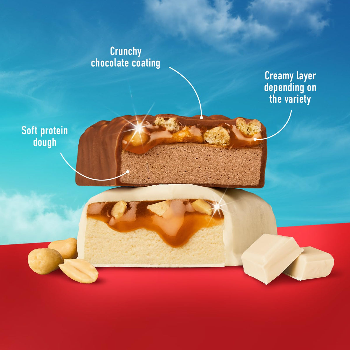 MORE Soft Protein Bar - Caramel Crunch - 10 x 50g - High Protein No Added Sugar Bar - Damaged Box - BBE 09/2026