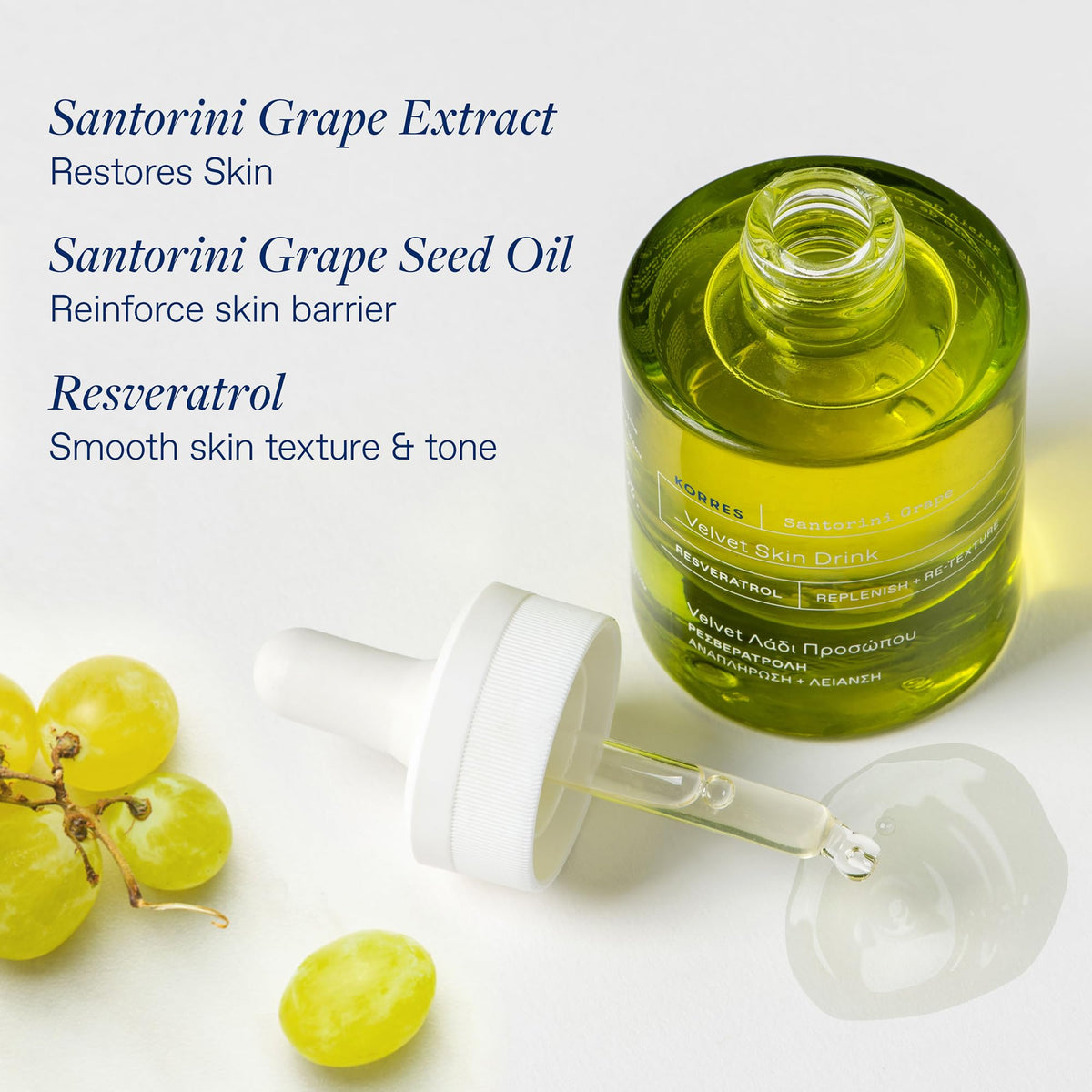 Korres Santorini Grape Velvet Skin Drink - Even Skin Tone, Radiant Skin Serum 30ml - Damaged Box