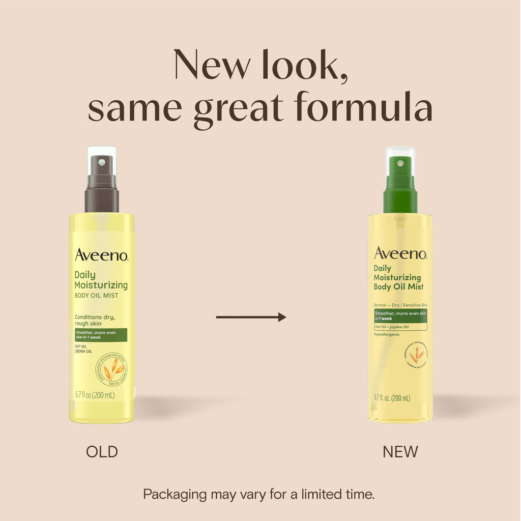 Aveeno Daily Moisturizing Dry Body Oil Mist - Oat & Jojoba - Dry Sensitive Skin - Hypoallergenic Body Spray - 200ml - Damaged Box