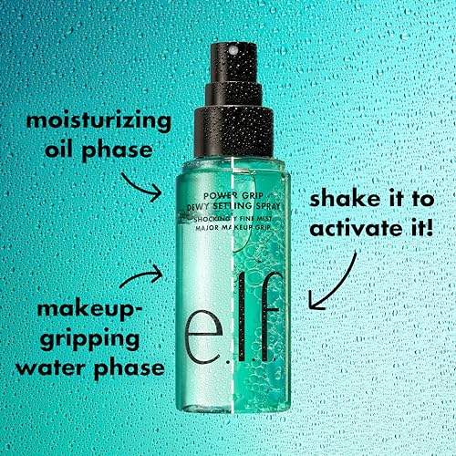 e.l.f. Power Grip Dewy Setting Spray - Long-Lasting Makeup Fixer - Hydrating Gripping Finish - 80ml Vegan Cruelty-Free - Damaged Box