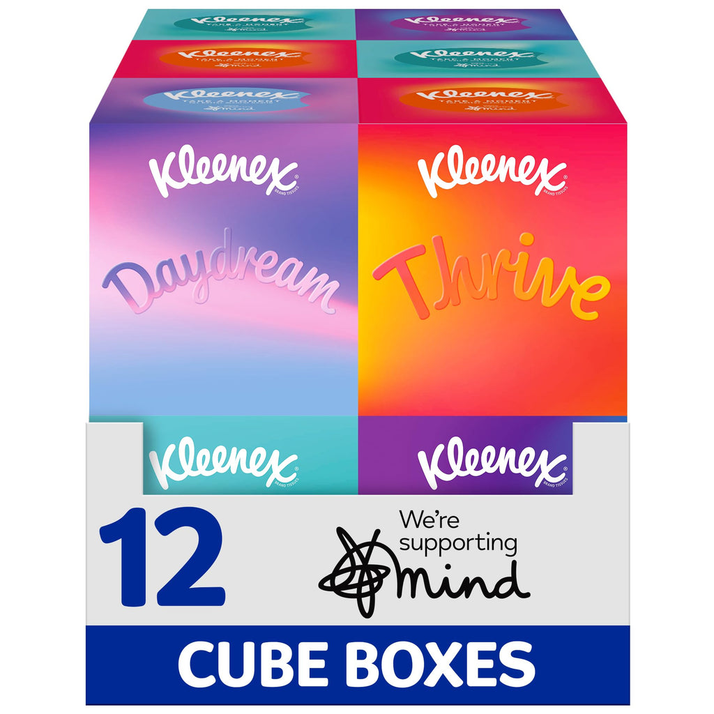 Kleenex Take a Moment Tissues - 12 Cube Boxes Multipack Facial Tissues Bulk Pack - Damaged Box