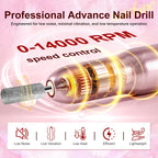 JODSONE DF102 USB Nail Drill Machine - 14000RPM Electric E-File for Acrylic Gel Nails - Pink Portable Manicure Pedicure Set - Damaged Box
