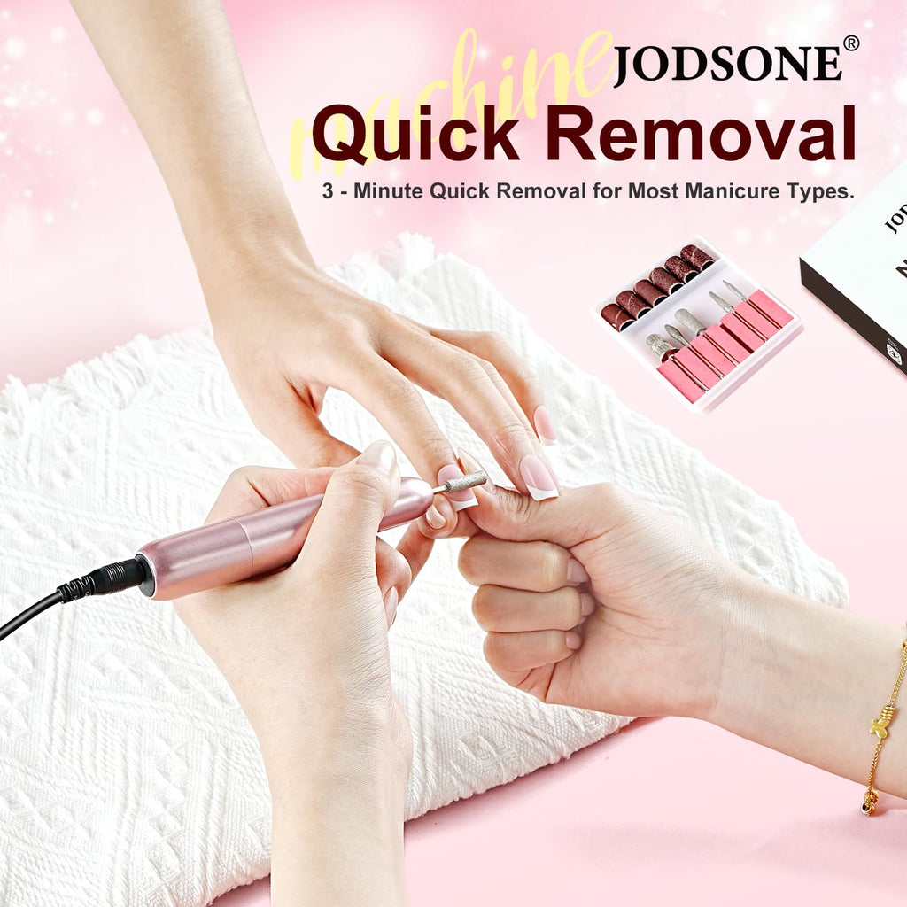 JODSONE DF102 USB Nail Drill Machine - 14000RPM Electric E-File for Acrylic Gel Nails - Pink Portable Manicure Pedicure Set - Damaged Box