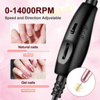 JODSONE DF102 USB Nail Drill Machine - 14000RPM Electric E-File for Acrylic Gel Nails - Pink Portable Manicure Pedicure Set - Damaged Box