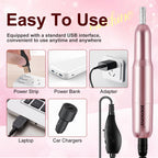 JODSONE DF102 USB Nail Drill Machine - 14000RPM Electric E-File for Acrylic Gel Nails - Pink Portable Manicure Pedicure Set - Damaged Box