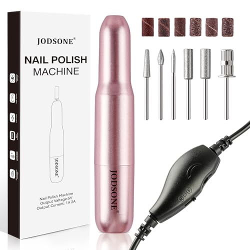 JODSONE DF102 USB Nail Drill Machine - 14000RPM Electric E-File for Acrylic Gel Nails - Pink Portable Manicure Pedicure Set - Damaged Box