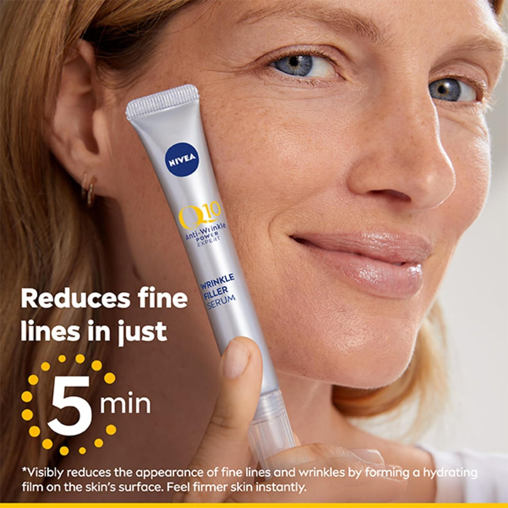 NIVEA Q10 Anti-Wrinkle Power Expert Wrinkle Filler Face Serum - 15ml - Q10 Hyaluronic Acid Anti-Ageing Skin Care - Damaged Box