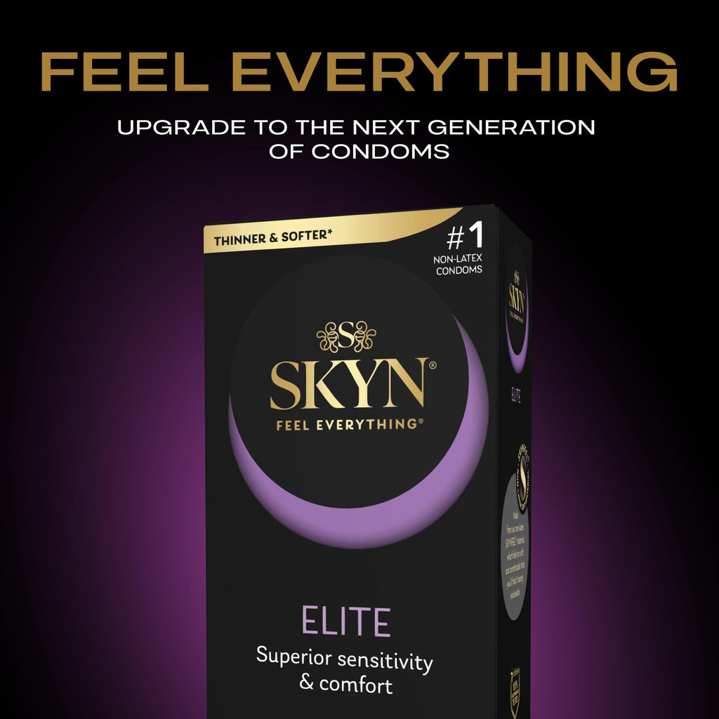 SKYN Elite Condoms - Ultra-Thin, Latex-Free, Regular Size, Pack of 10 for Men - New - BBE 03/2030