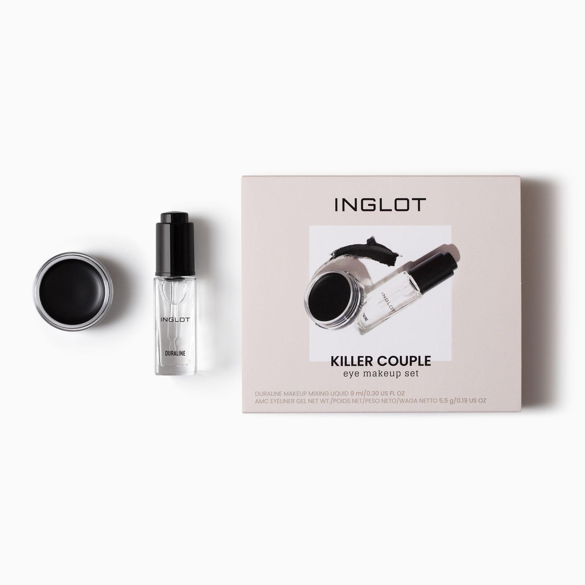 INGLOT Killer Couple Eye Makeup Set - Mascara Black 13.10g - Cosmetic Beauty Gift - Damaged Box