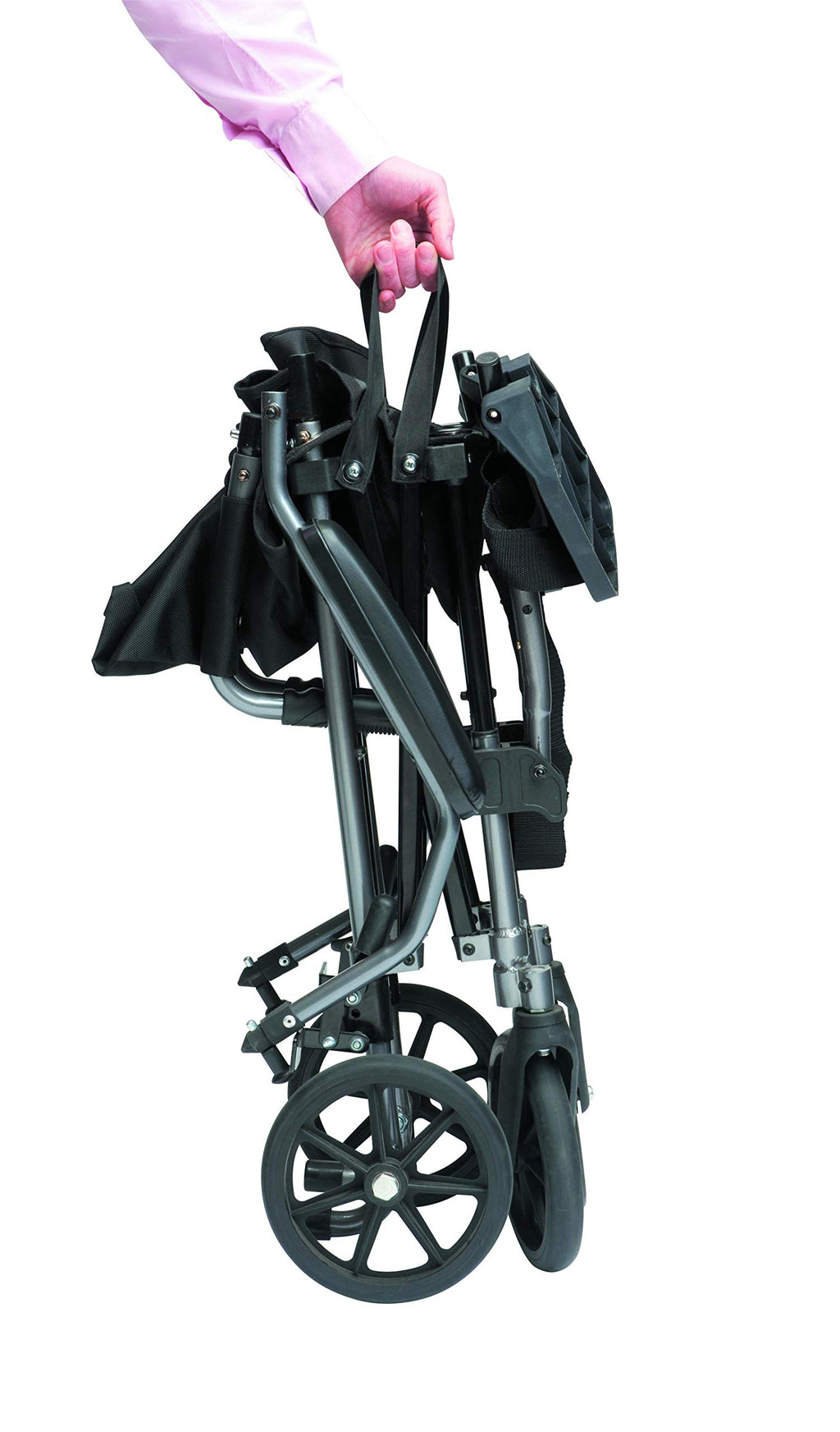 Drive Medical TraveLite Lightweight Travel Wheelchair - Folding Compact Aluminium Transit Transport Chair with Carry Bag - Like New