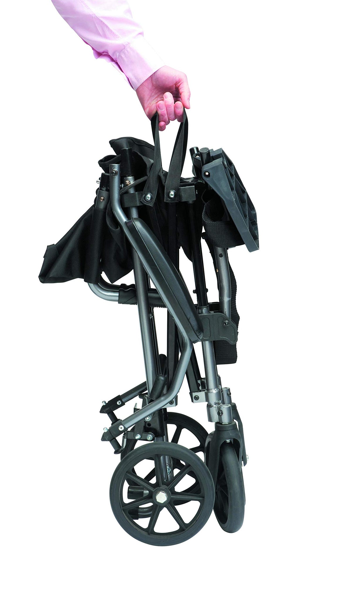 Drive Medical TraveLite Lightweight Travel Wheelchair - Folding Compact Aluminium Transit Transport Chair with Carry Bag - Like New