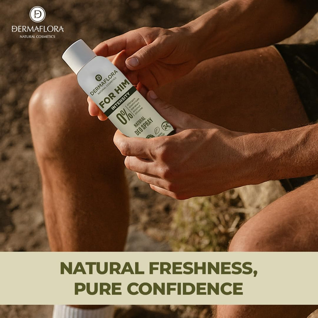 Dermaflora For Him Intensity Deodorant Spray 150ml - Aluminium Free Men's Long-Lasting Odour Protection - New