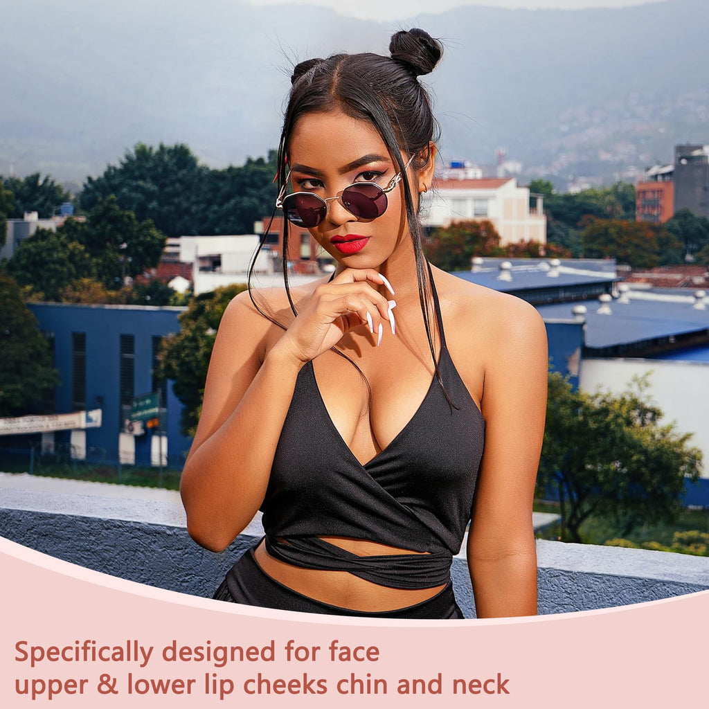 Electric Facial Hair Remover for Women - Painless Face Shaver Peach Fuzz Lips - Rose Gold Portable Hair Removal Device with Light - Damaged Box