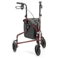 Days Tri Wheel Walker Rollator - Foldable Mobility Aid with Bag - Red 3 Wheel Walking Frame - Very Good
