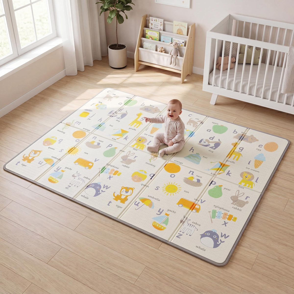 Reversible Baby Toddler Play Mat - Alphabet Roads, Extra Thick 1.3cm Foam, Waterproof, 200x150cm Antislip - Like New
