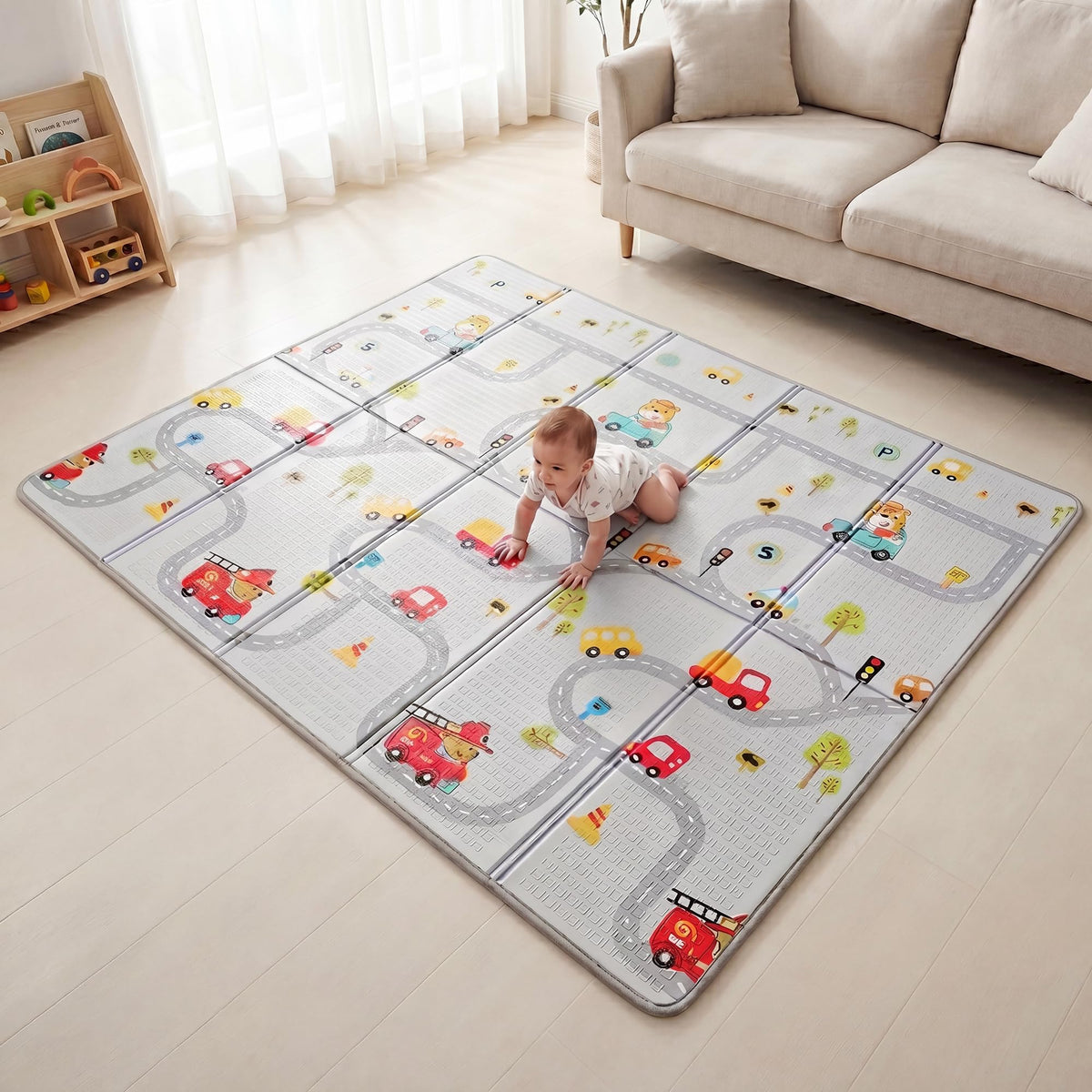 Reversible Baby Toddler Play Mat - Alphabet Roads, Extra Thick 1.3cm Foam, Waterproof, 200x150cm Antislip - Like New