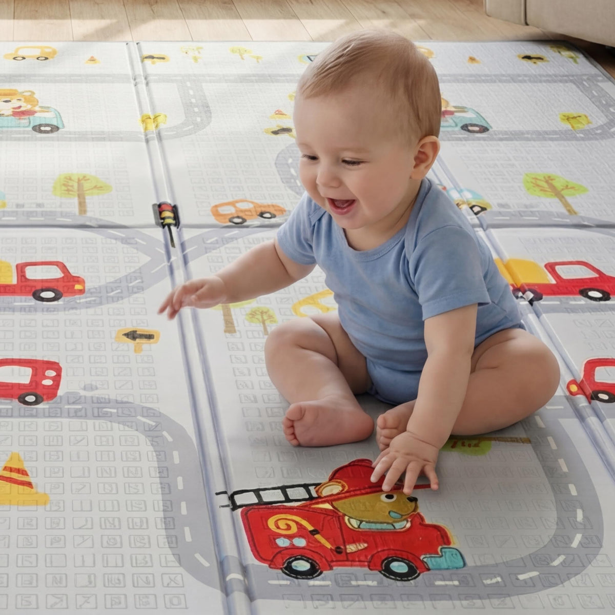 Reversible Baby Toddler Play Mat - Alphabet Roads, Extra Thick 1.3cm Foam, Waterproof, 200x150cm Antislip - Like New
