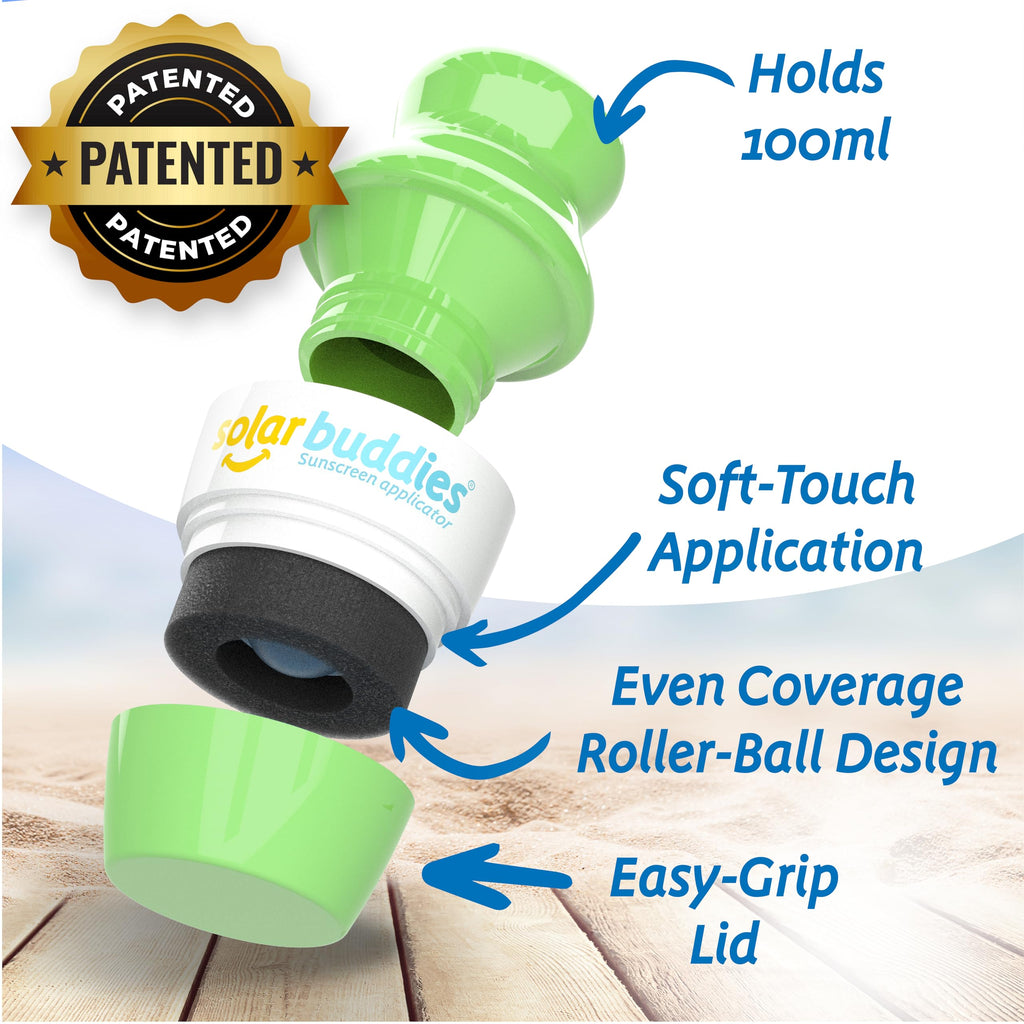 Solar Buddies Refillable Roll On Applicator - 100ml Travel Size for Sunscreen, Suncream, Lotion - Kids & Adults - Damaged Box