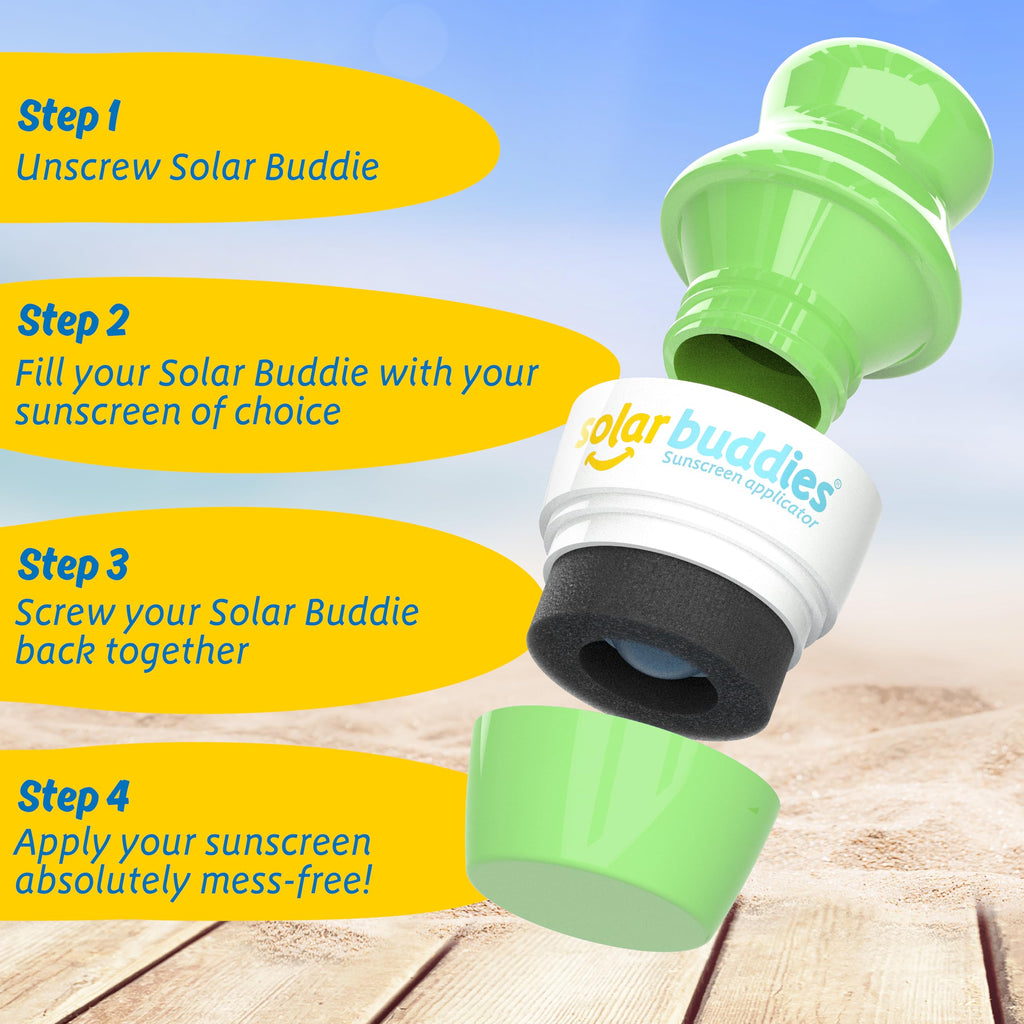 Solar Buddies Refillable Roll On Applicator - 100ml Travel Size for Sunscreen, Suncream, Lotion - Kids & Adults - Damaged Box
