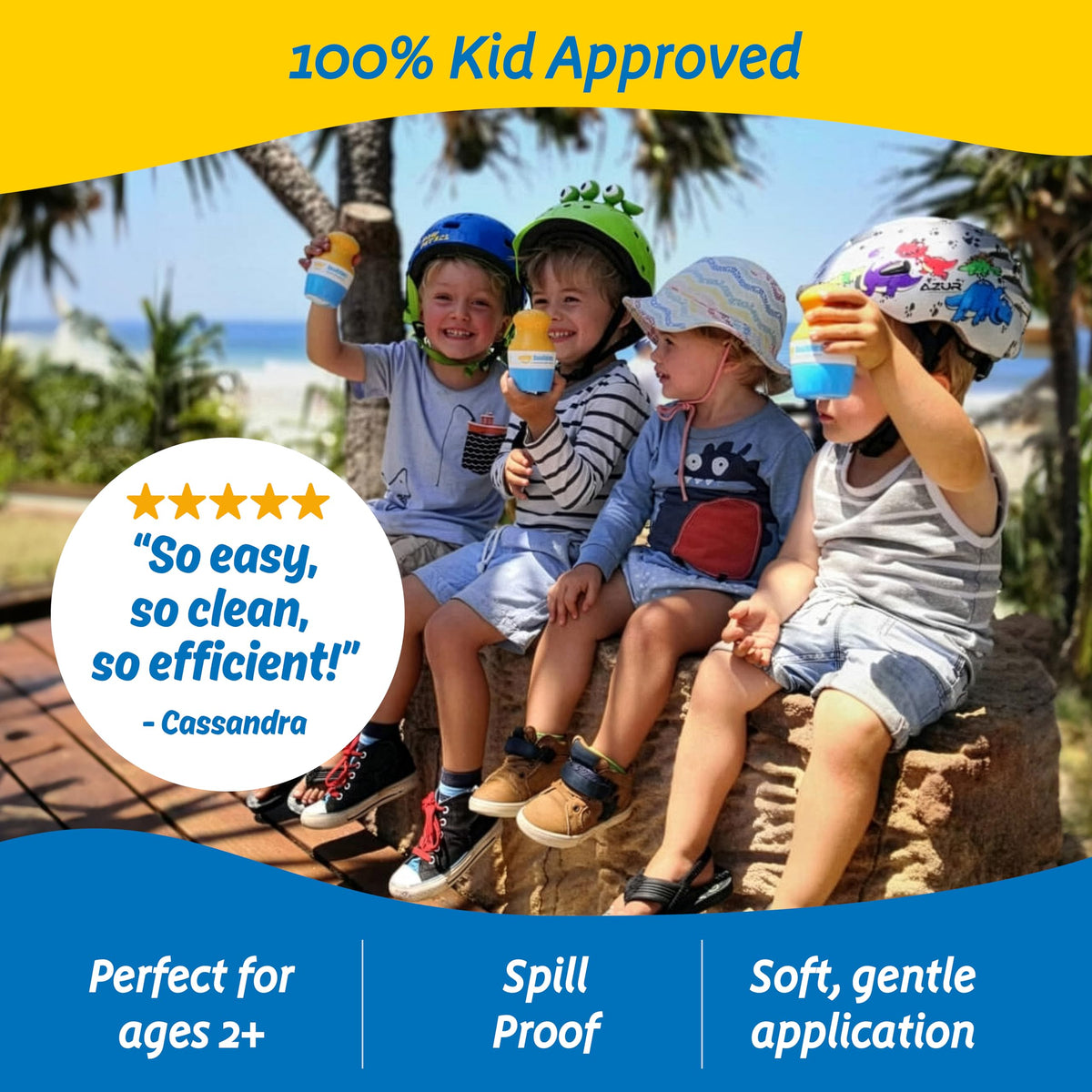 Solar Buddies Refillable Roll On Applicator - 100ml Travel Size for Sunscreen, Suncream, Lotion - Kids & Adults - Damaged Box