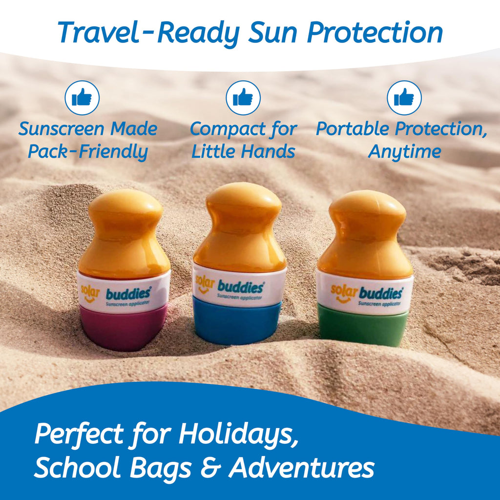 Solar Buddies Refillable Roll On Applicator - 100ml Travel Size for Sunscreen, Suncream, Lotion - Kids & Adults - Damaged Box