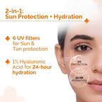 The Derma Co 1% Hyaluronic Gel Sun Cream SPF 50 - Factor 50 Face Sunscreen, No White Cast, Lightweight, 80g - New