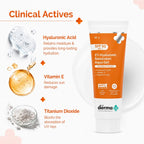 The Derma Co 1% Hyaluronic Gel Sun Cream SPF 50 - Factor 50 Face Sunscreen, No White Cast, Lightweight, 80g - New