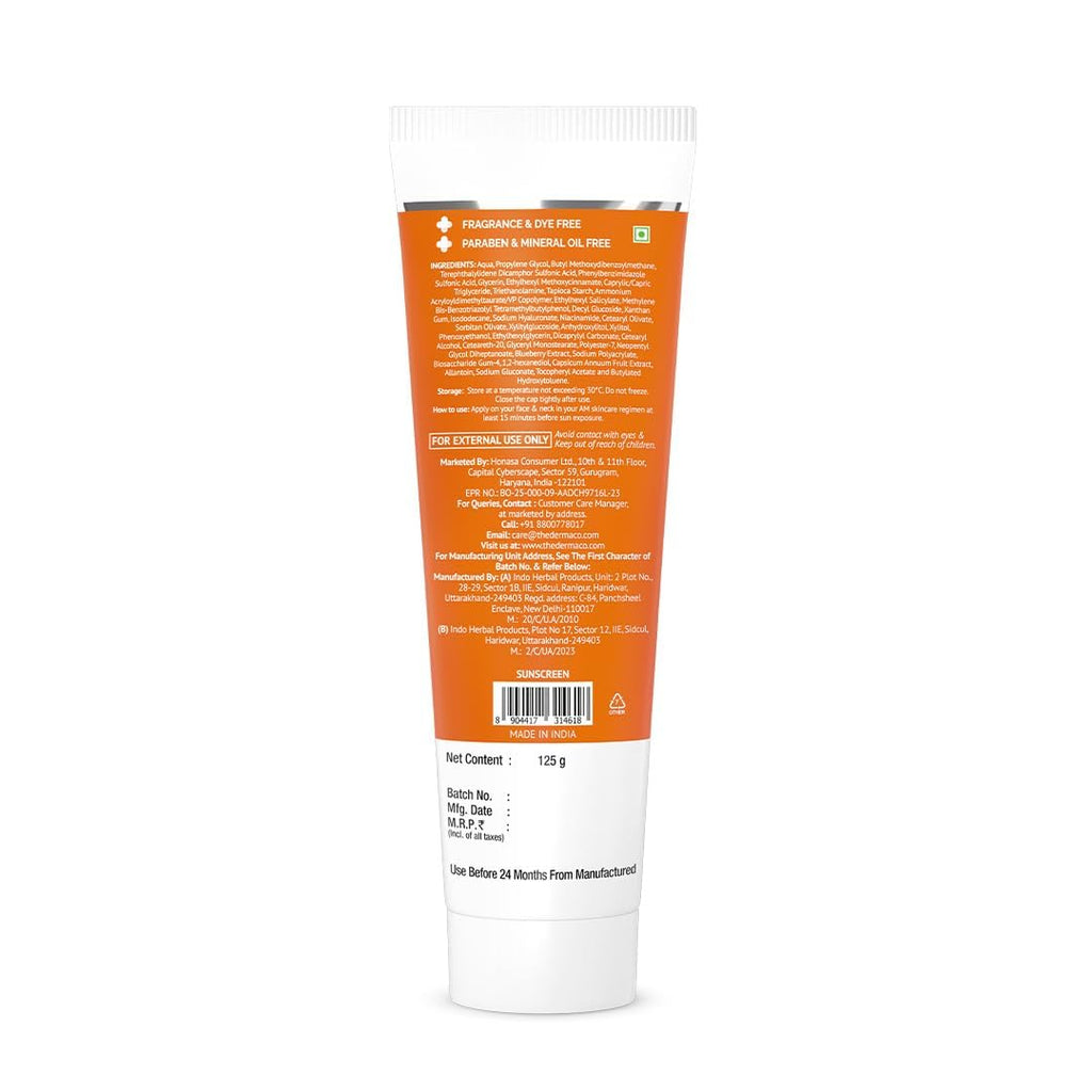 The Derma Co 1% Hyaluronic Gel Sun Cream SPF 50 - Factor 50 Face Sunscreen, No White Cast, Lightweight, 80g - New
