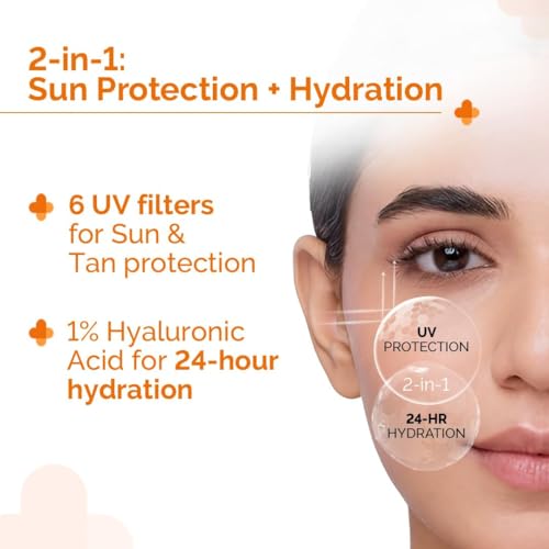 The Derma Co 1% Hyaluronic Gel Sun Cream SPF 50 - Factor 50 Face Sunscreen, No White Cast, Lightweight, 80g - New